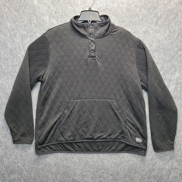 Eddie Bauer 1/4 Snap Quilted Sweatshirt Men XL Gray Mock‎ Neck Hiking Outdoor - Picture 1 of 9